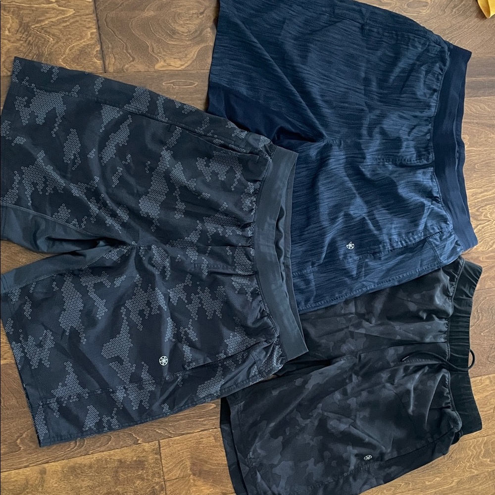 Men's Black and Blue Athletic Shorts Set